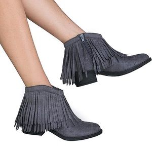 Charcoal grey Fringe Booties